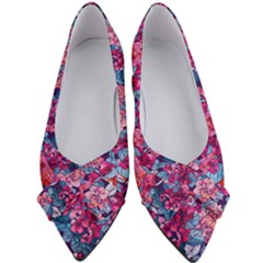 Pink Blue Flowers Women s Bow Heels by designsbymallika