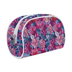 Pink Blue Flowers Makeup Case (small) by designsbymallika