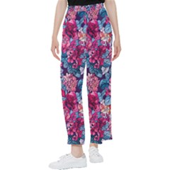 Pink Blue Flowers Women s Pants  by designsbymallika