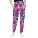 Pink Blue Flowers Tapered Pants View1