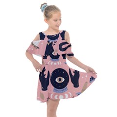 Astrology Kids  Shoulder Cutout Chiffon Dress by designsbymallika