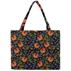 Orange Flowers Pattern Mini Tote Bag by designsbymallika