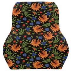 Orange Flowers Pattern Car Seat Back Cushion  by designsbymallika