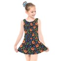 Orange Flowers Pattern Kids  Skater Dress Swimsuit View1