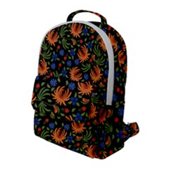 Orange Flowers Pattern Flap Pocket Backpack (large) by designsbymallika