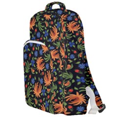 Orange Flowers Pattern Double Compartment Backpack by designsbymallika