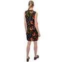 Orange Flowers Pattern Sleeveless Shirt Dress View2