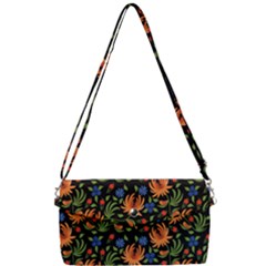 Orange Flowers Pattern Removable Strap Clutch Bag by designsbymallika