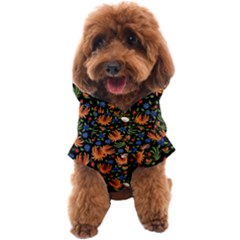 Orange Flowers Pattern Dog Coat by designsbymallika