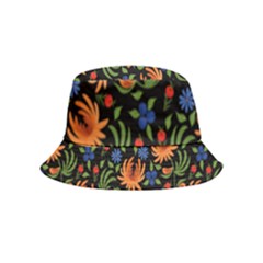 Orange Flowers Pattern Bucket Hat (kids) by designsbymallika