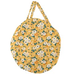 White Flowers Giant Round Zipper Tote by designsbymallika