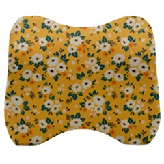 White Flowers Velour Head Support Cushion by designsbymallika