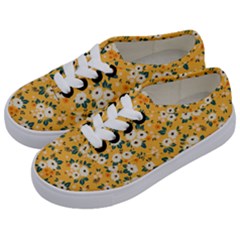 White Flowers Kids  Classic Low Top Sneakers by designsbymallika