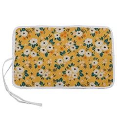 White Flowers Pen Storage Case (l) by designsbymallika