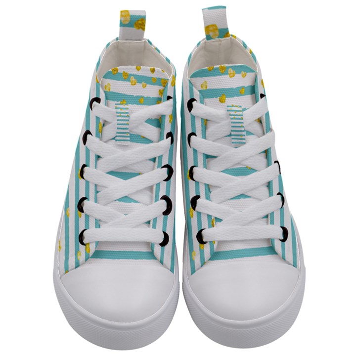 Cute Golden Hearts Kids  Mid-Top Canvas Sneakers