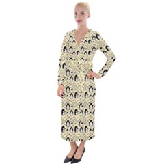 Cute Penguin Love Velvet Maxi Wrap Dress by designsbymallika