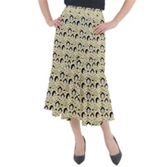 Cute Penguin Love Midi Mermaid Skirt by designsbymallika