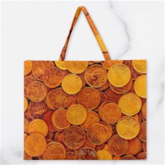 Gold Coins 2 Zipper Large Tote Bag by impacteesstreetweargold