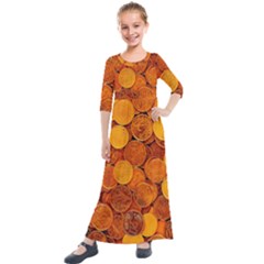 Gold Coins 2 Kids  Quarter Sleeve Maxi Dress by impacteesstreetweargold