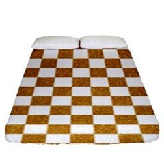 Checkerboard Gold Fitted Sheet (king Size) by impacteesstreetweargold