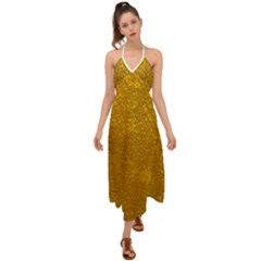 Golden Slumber 2 Halter Tie Back Dress  by impacteesstreetweargold