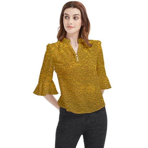 Golden Slumber 2 Loose Horn Sleeve Chiffon Blouse by impacteesstreetweargold