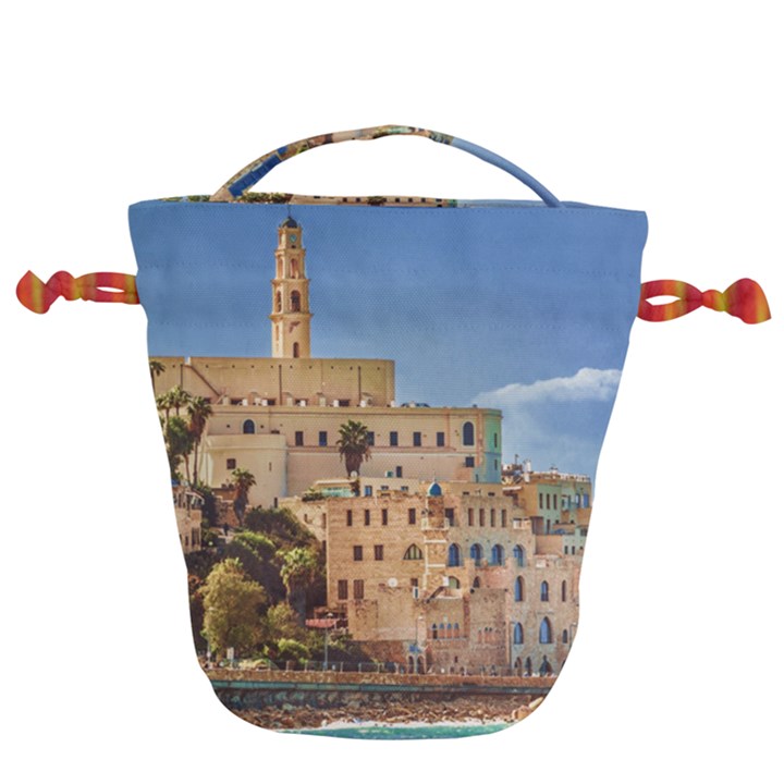 Old Jaffa Cityscape, Israel Drawstring Bucket Bag