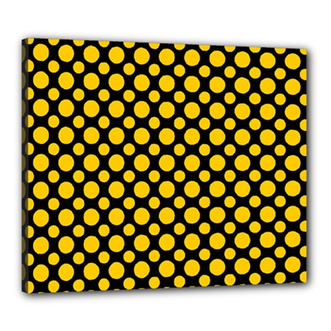 Dot Dots Dotted Yellow Canvas 24  X 20  (stretched) by impacteesstreetwearten