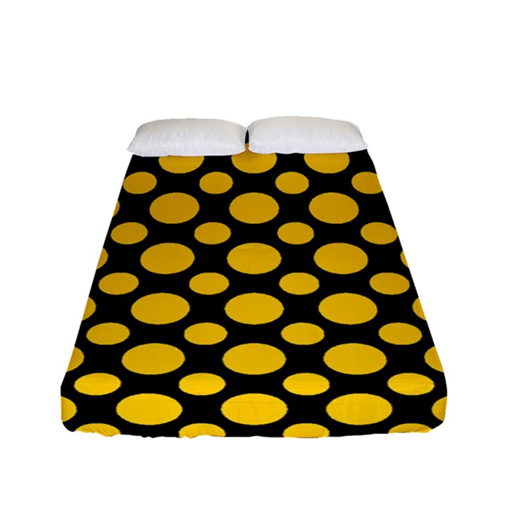 Dot Dots Dotted Yellow Fitted Sheet (Full/ Double Size)