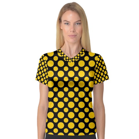 Dot Dots Dotted Yellow V-neck Sport Mesh Tee by impacteesstreetwearten