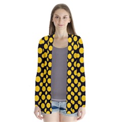 Dot Dots Dotted Yellow Drape Collar Cardigan by impacteesstreetwearten