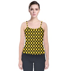 Dot Dots Dotted Yellow Velvet Spaghetti Strap Top by impacteesstreetwearten