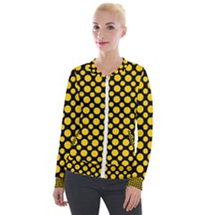 Dot Dots Dotted Yellow Velvet Zip Up Jacket by impacteesstreetwearten