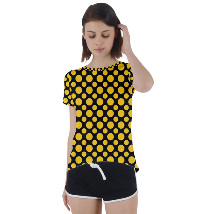 Dot Dots Dotted Yellow Short Sleeve Foldover Tee