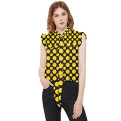 Dot Dots Dotted Yellow Frill Detail Shirt by impacteesstreetwearten