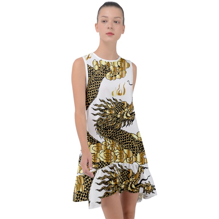 Dragon Animals Monster Frill Swing Dress