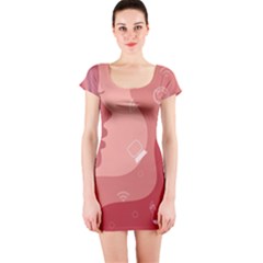 Online Woman Beauty Pink Short Sleeve Bodycon Dress by Mariart