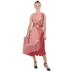 Online Woman Beauty Pink Midi Tie-back Chiffon Dress