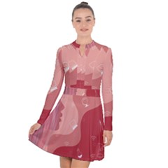 Online Woman Beauty Pink Long Sleeve Panel Dress by Mariart