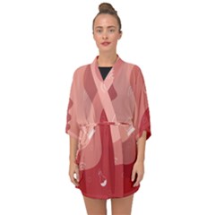 Online Woman Beauty Pink Half Sleeve Chiffon Kimono by Mariart