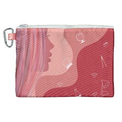 Online Woman Beauty Pink Canvas Cosmetic Bag (xl) by Mariart