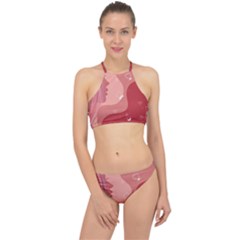 Online Woman Beauty Pink Racer Front Bikini Set