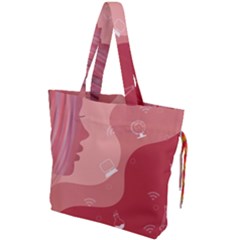 Online Woman Beauty Pink Drawstring Tote Bag