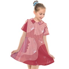 Online Woman Beauty Pink Kids  Short Sleeve Shirt Dress