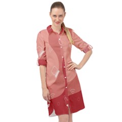 Online Woman Beauty Pink Long Sleeve Mini Shirt Dress by Mariart