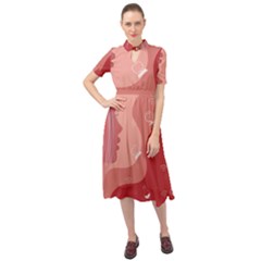 Online Woman Beauty Pink Keyhole Neckline Chiffon Dress by Mariart