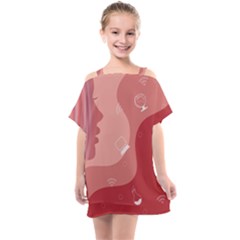 Online Woman Beauty Pink Kids  One Piece Chiffon Dress by Mariart