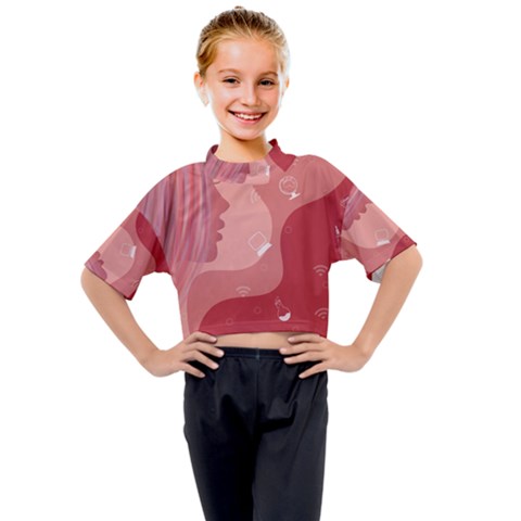 Online Woman Beauty Pink Kids Mock Neck Tee by Mariart