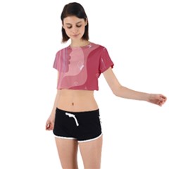 Online Woman Beauty Pink Tie Back Short Sleeve Crop Tee by Mariart