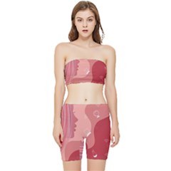 Online Woman Beauty Pink Stretch Shorts And Tube Top Set by Mariart